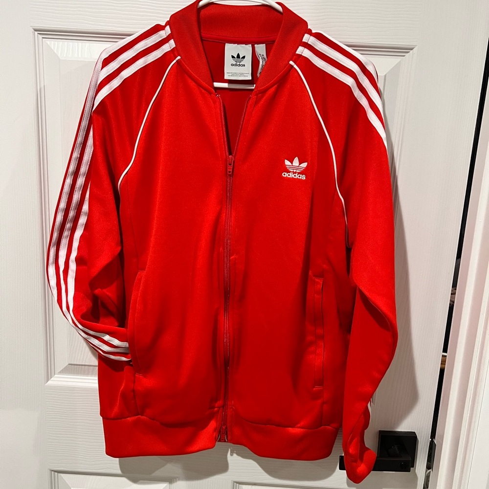 adidas Red and White Lightweight Jacket
